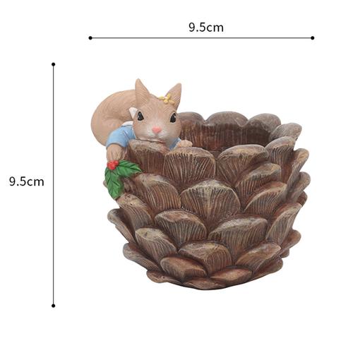 Squirrel in Pine Resin Succulent Pot - Deczo