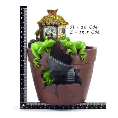 Antique Look Hut with Frogs on the Wall Design Resin Pot For Succulent Plants - Deczo