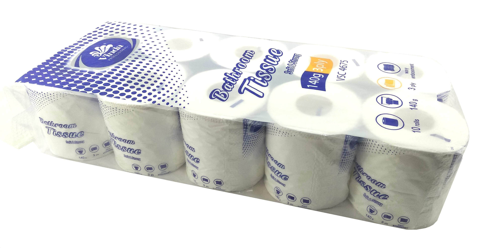 Premium Quality Set of 10 Vinda VSC4675    Bathroom and Toilet Tissue Roll (140 Gram, 18.5 GSM) - Deczo