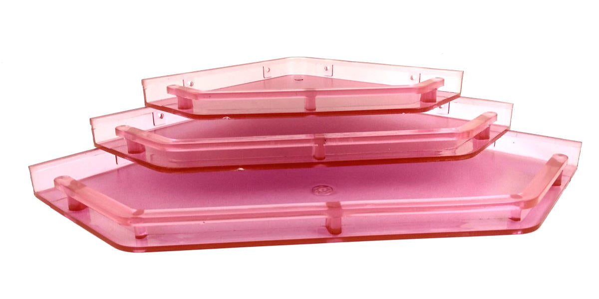 Unbreakable ABS Plastic Combo of  12 by 12 inch 10 by 10 inch and 8 by 8 inch Designer  Look  Pink  Color Wall Shelf - Deczo