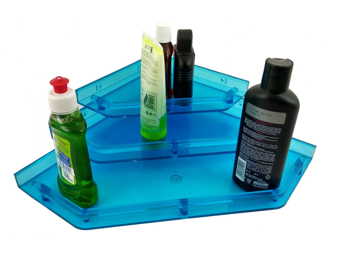 Unbreakable ABS Plastic Combo of  12 by 12 inch 10 by 10 inch and 8 by 8 inch Designer  Look  Blue Color Wall Shelf - Deczo