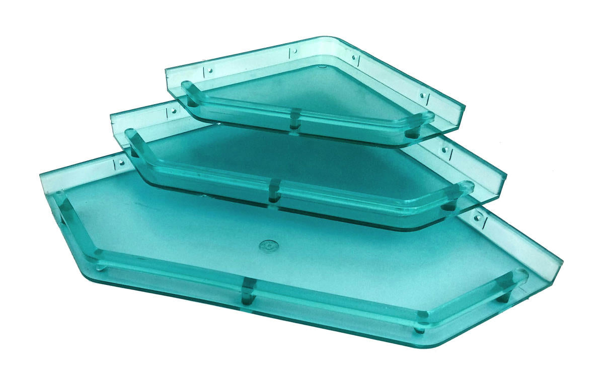 Unbreakable ABS Plastic Combo of  12 by 12 inch 10 by 10 inch and 8 by 8 inch Designer  Look  Green Color Wall Shelf - Deczo