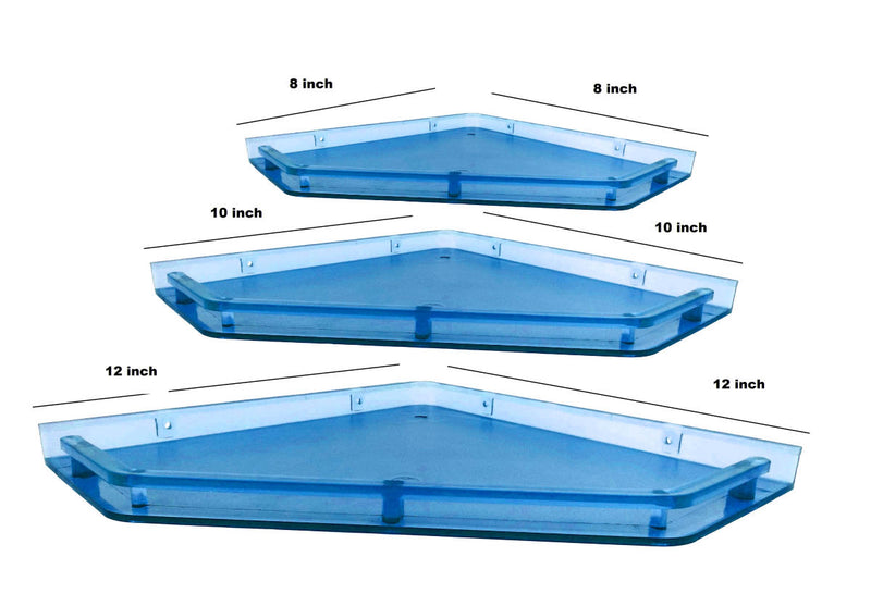 Unbreakable ABS Plastic Combo of  12 by 12 inch 10 by 10 inch and 8 by 8 inch Designer  Look  Blue Color Wall Shelf - Deczo