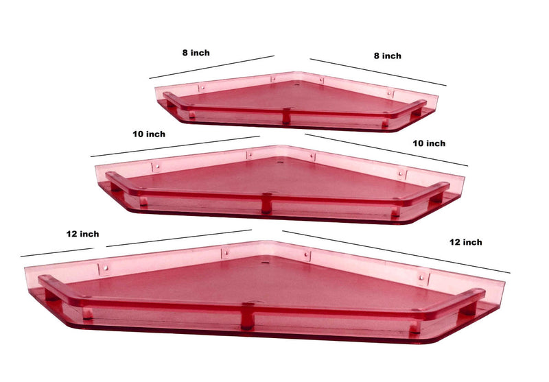 Unbreakable ABS Plastic Combo of  12 by 12 inch 10 by 10 inch and 8 by 8 inch Designer  Look  Pink  Color Wall Shelf - Deczo