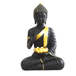 Meditating Buddha with Lotus in Hand : Black - Deczo