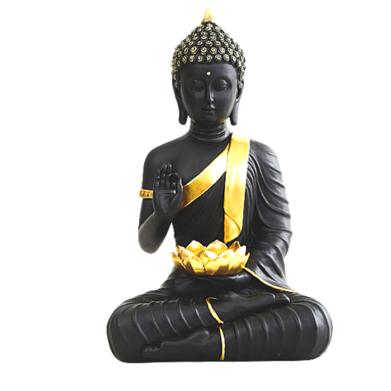 Meditating Buddha with Lotus in Hand : Black - Deczo