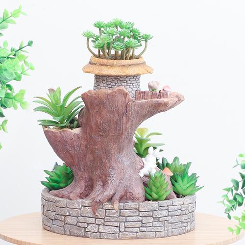 Hut on Tree Resin Succulent Pot - Deczo