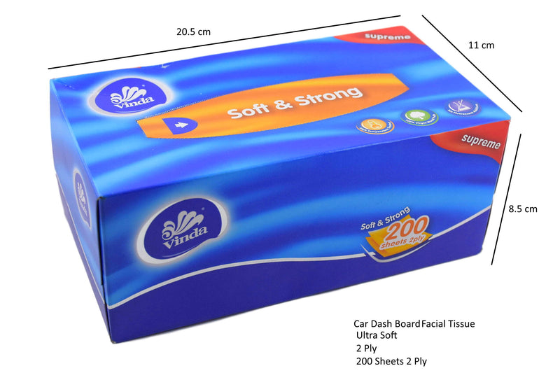 Pack of 800 Ultra Soft Vinda Facial Tissue, 2 Ply, 200 Sheets Per Box (Dry Type) - Deczo