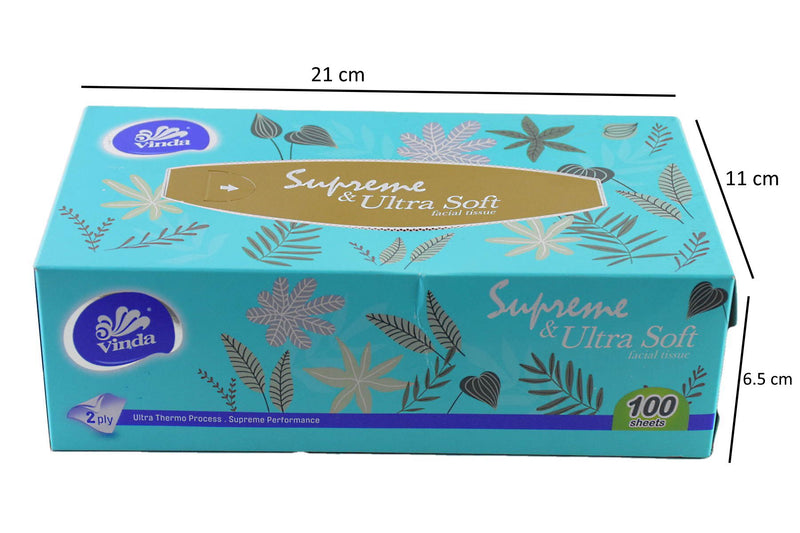 Vinda Box Tissues, Ultra Soft Facial Tissue For Car/Table, 100 Sheets - Deczo
