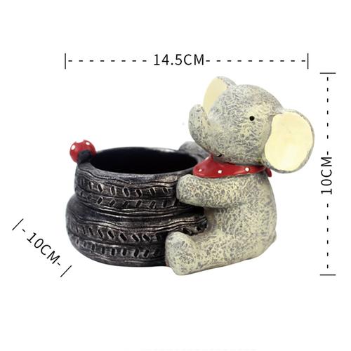 Baby Elephant with Tyre Resin Succulent Pot - Deczo