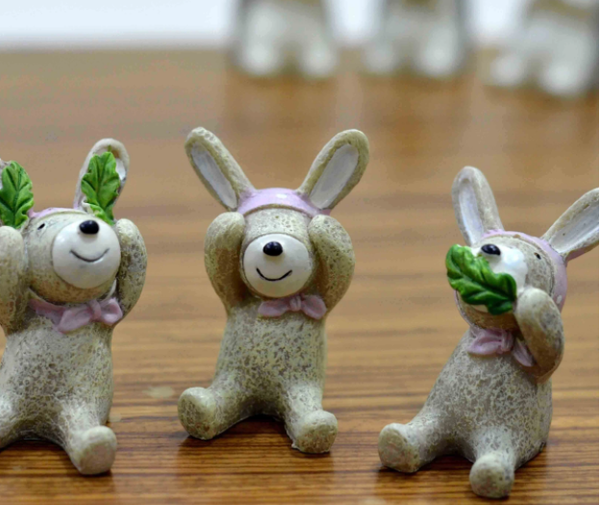 cute and attractive resin made miniature wise baby bunnies - Deczo