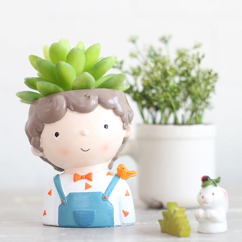 Boy with Bird Resin Succulent Pot - Deczo