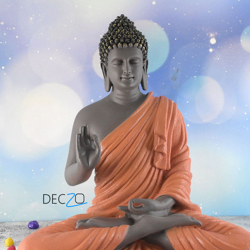 Large Blessing Buddha Statue : Orange Color - Deczo