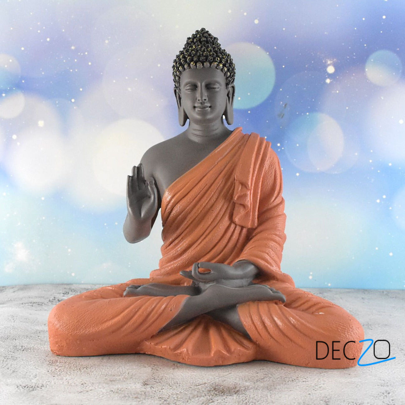 Large Blessing Buddha Statue : Orange Color - Deczo
