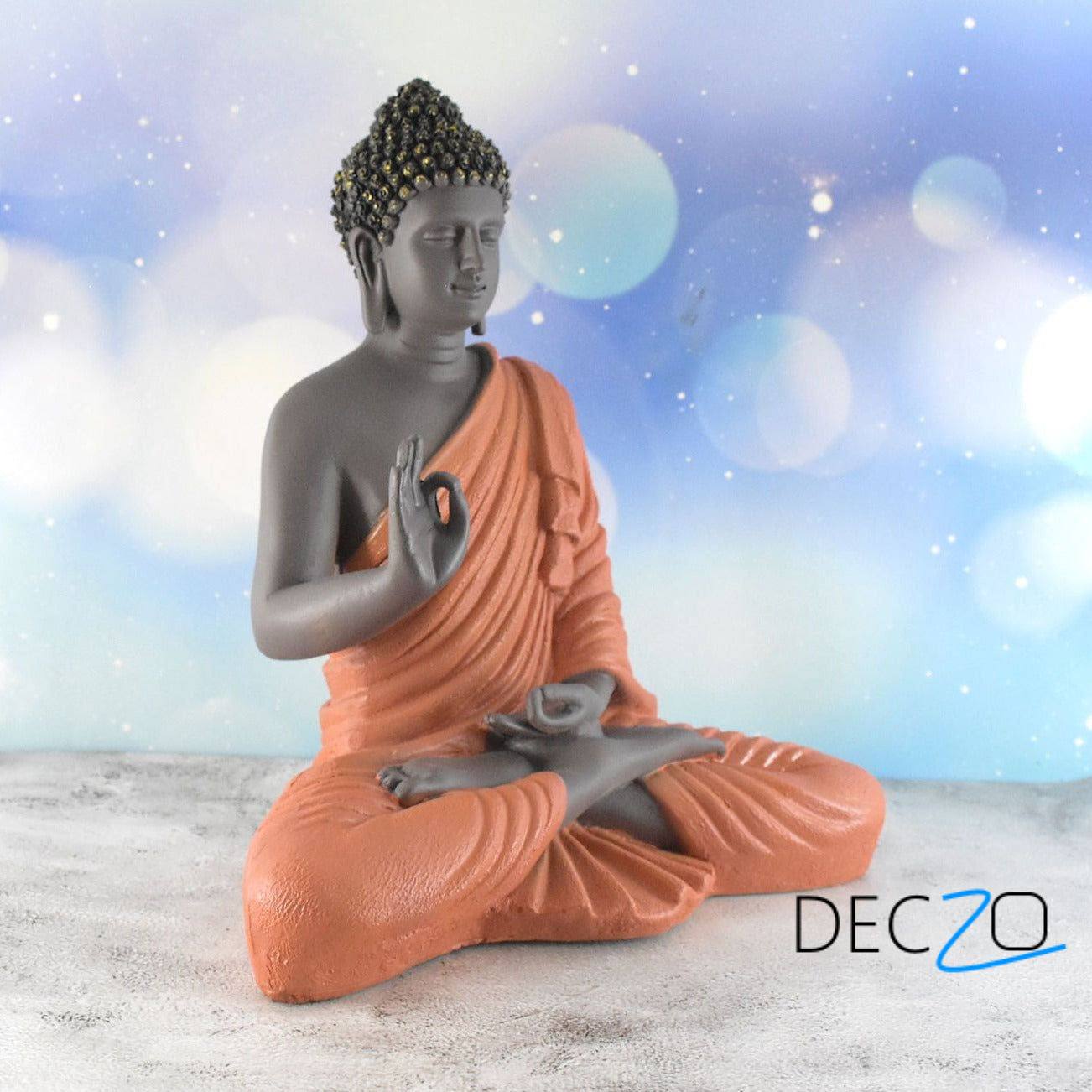 Large Blessing Buddha Statue : Orange Color - Deczo