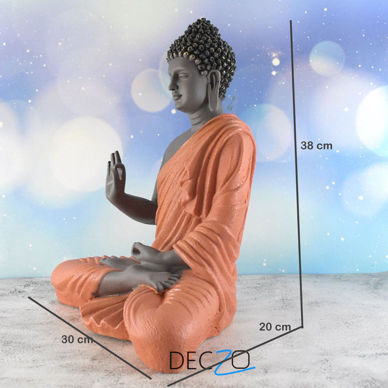 Large Blessing Buddha Statue : Orange Color - Deczo