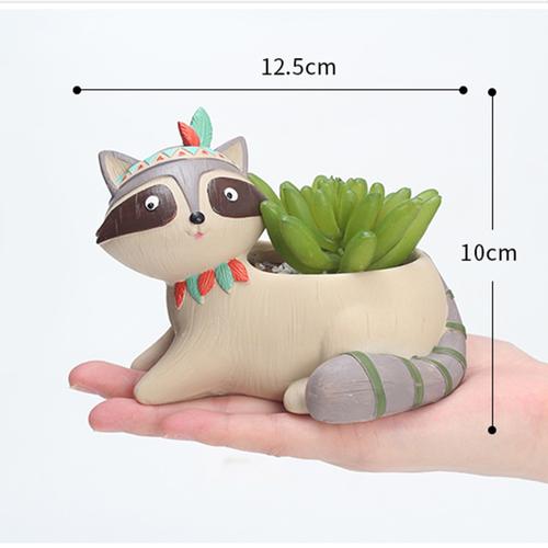 Cute Tribal Raccoon Resin Succulent Pot - Deczo