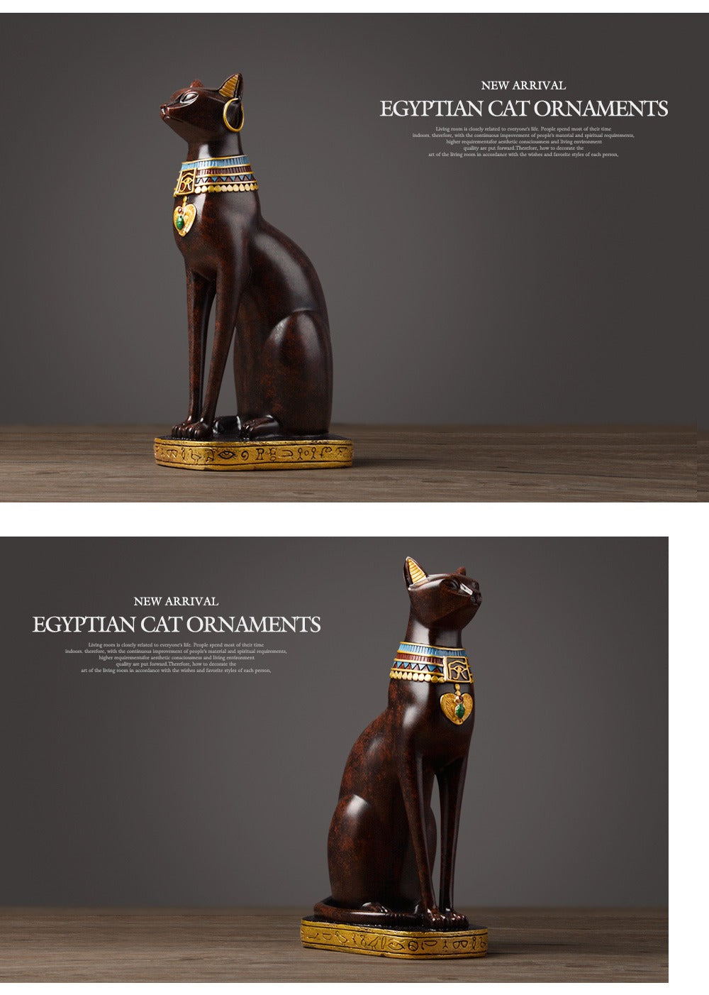 Antique Egyptian Mau showpiece for Peace and Strength : Glossy reddish Black - deczo