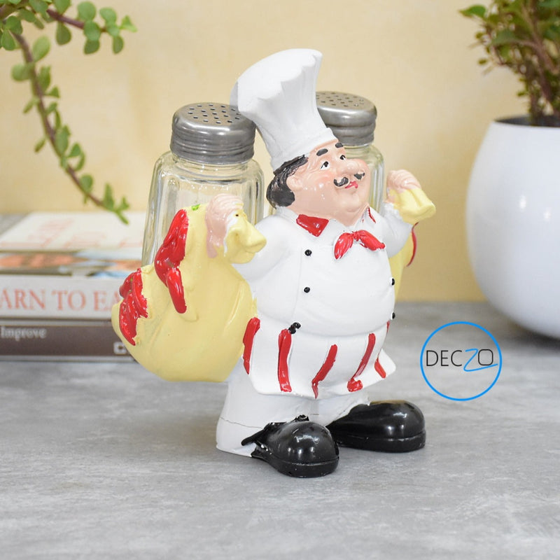 Combo of Laughing Chef and Chef Holding Cart Pepper Shaker Holders