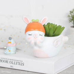 Cute Flying Rabbit Resin Succulent Pot - Deczo
