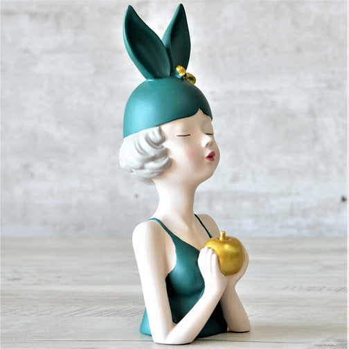 The Girl holding apple : Teal - Deczo