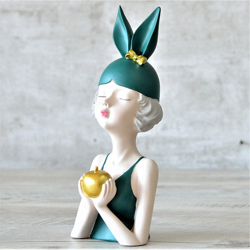 The Girl holding apple : Teal - Deczo