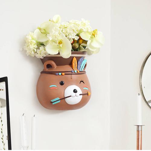 Hanging Tribal Bear Resin Succulent pot - Deczo