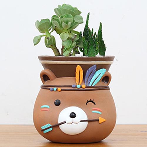 Hanging Tribal Bear Resin Succulent pot - Deczo