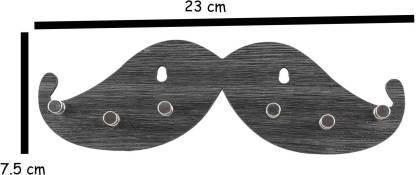 Mustache Shape Wood Key Holder, Cloth Hanger for Home, Office Wood Key Holder  (6 Hooks, Grey) - Deczo