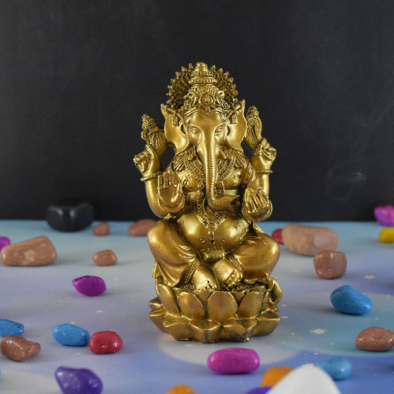 Handcrafted Lotus Ganesh Idol Murti - Deczo