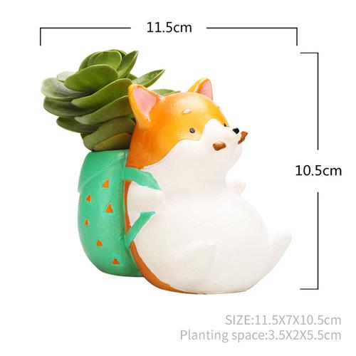 Cute Corgi Dog Sitting Resin Succulent Pot - Deczo