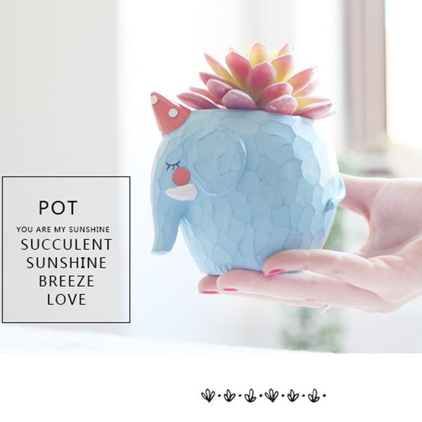 Cute Elephant Resin Succulent Pot - Deczo