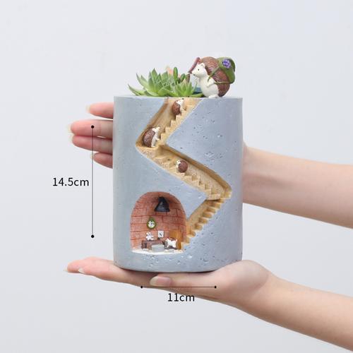 Hedgehog Family Home Resin Succulent Pot - Deczo