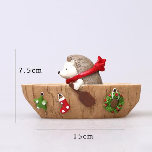 Hedgehog Rowing Boat Resin Succulent Pot - Deczo