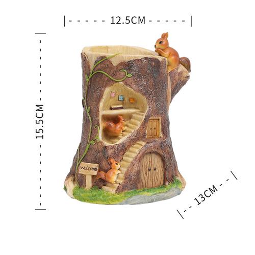 Squirrel Treehouse Resin Succulent Pot - Deczo