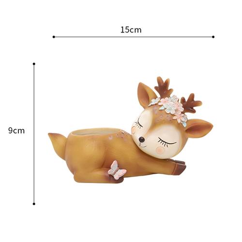 Cute Deer Sleeping Resin Succulent Pot - Deczo