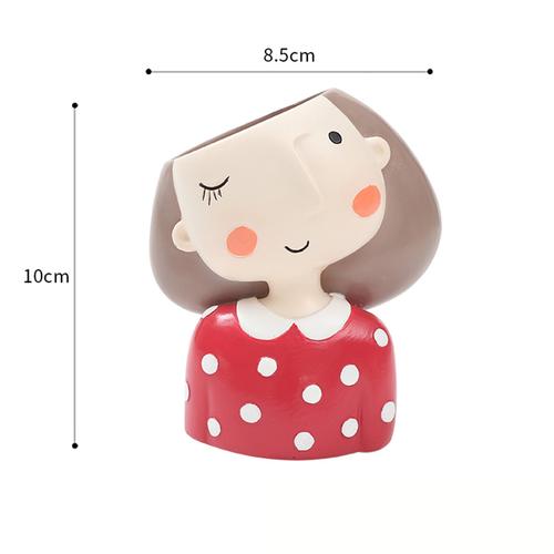 Winking High Neck Girl Resin Succulent Pot - Deczo